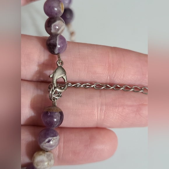 Amethyst graduated beaded necklace ARTISAN beautiful silver tone clasp 22.5" vtg - Picture 16 of 16